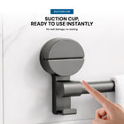 AINEXA Vacuum Suction Aluminium Towel Holder with Hooks – Matte Grey