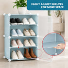 AINEXA 4-Layer Foldable Plastic Shoe Rack with Door Cover – Blue