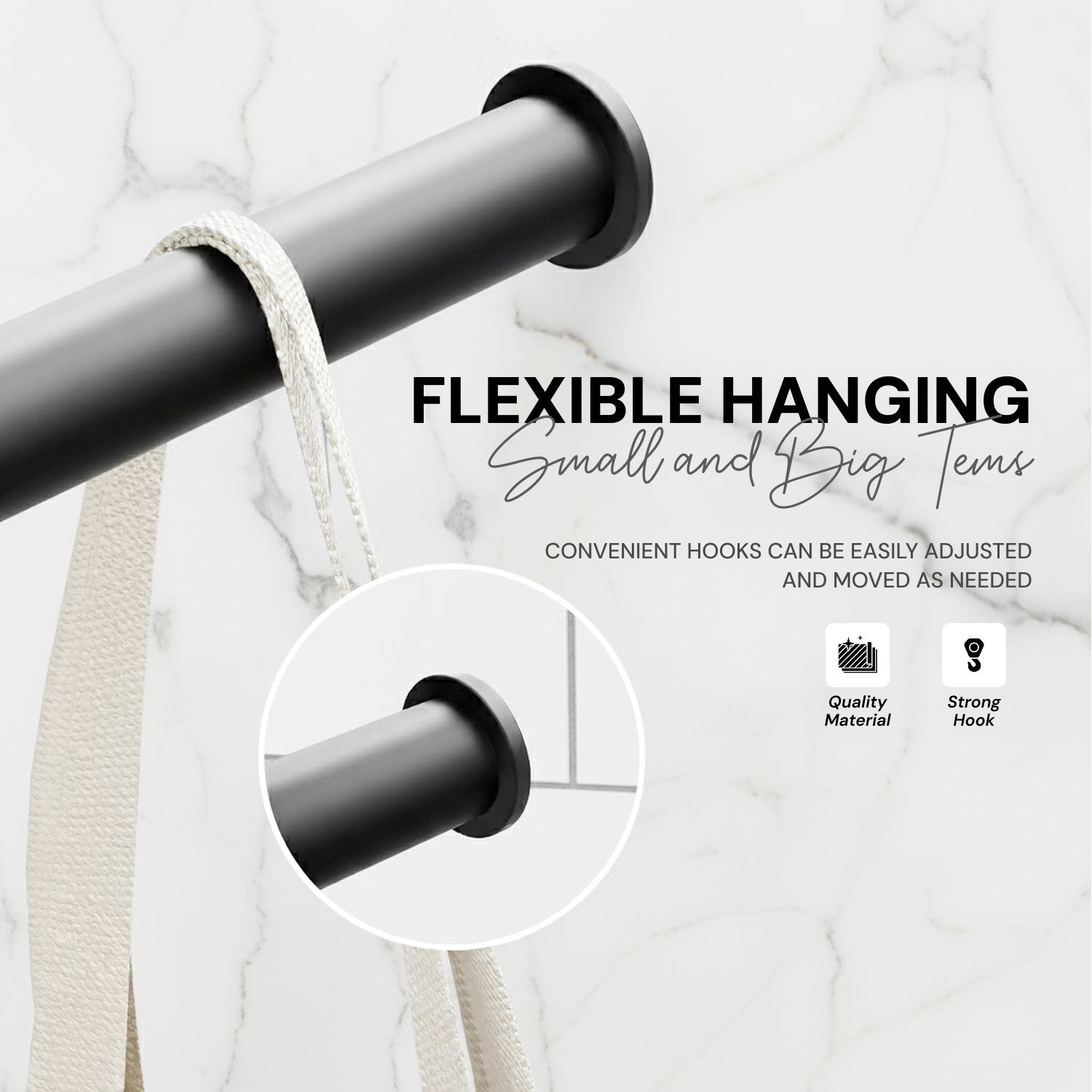 AINEXA 3-Piece Self-Adhesive Aluminium Tissue & Towel Holder – Black