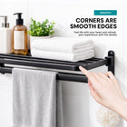 AINEXA 24-Inch Wall-Mounted Aluminium Towel Rack – Matte Black