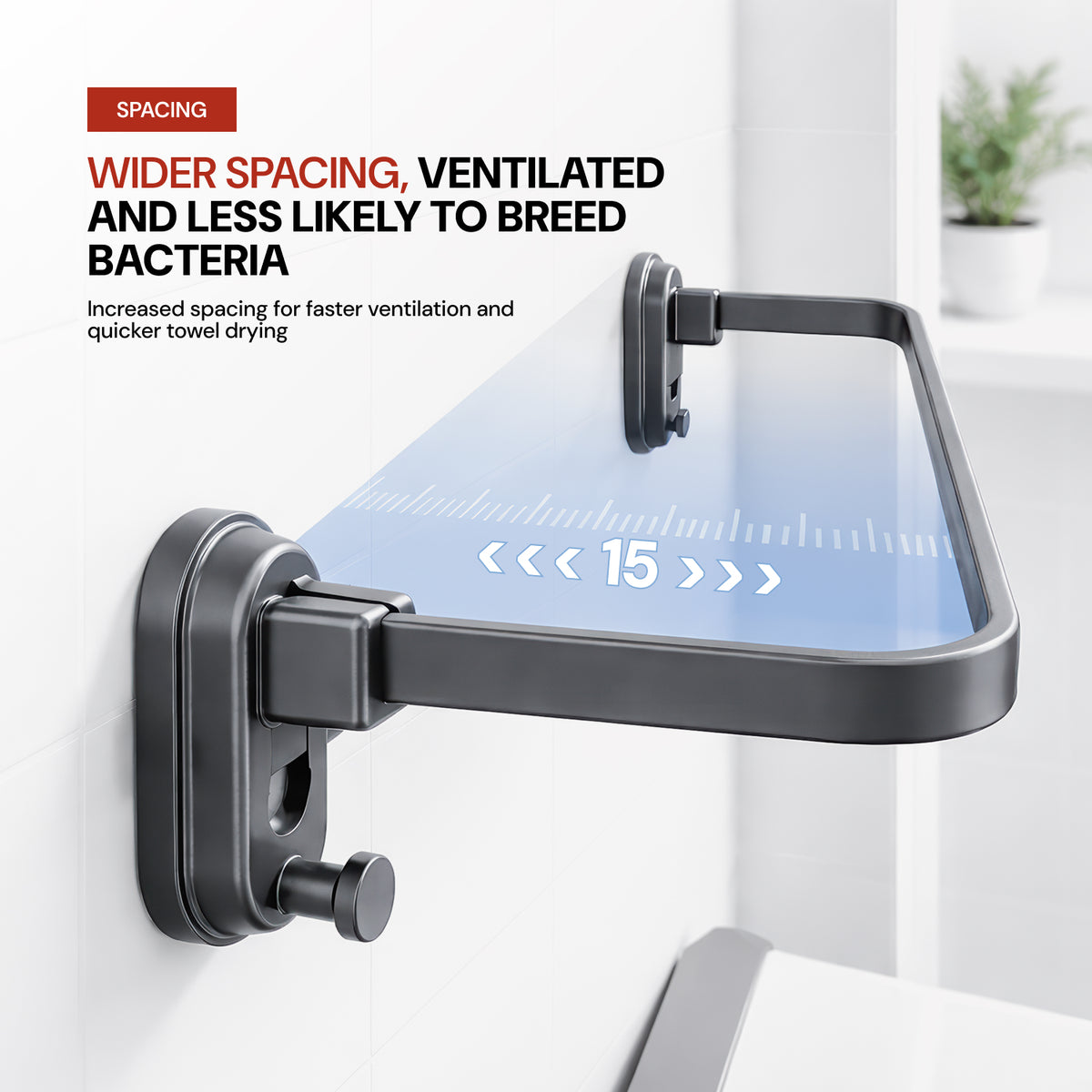 AINEXA Vacuum Suction Aluminium Towel Holder – Matte Black