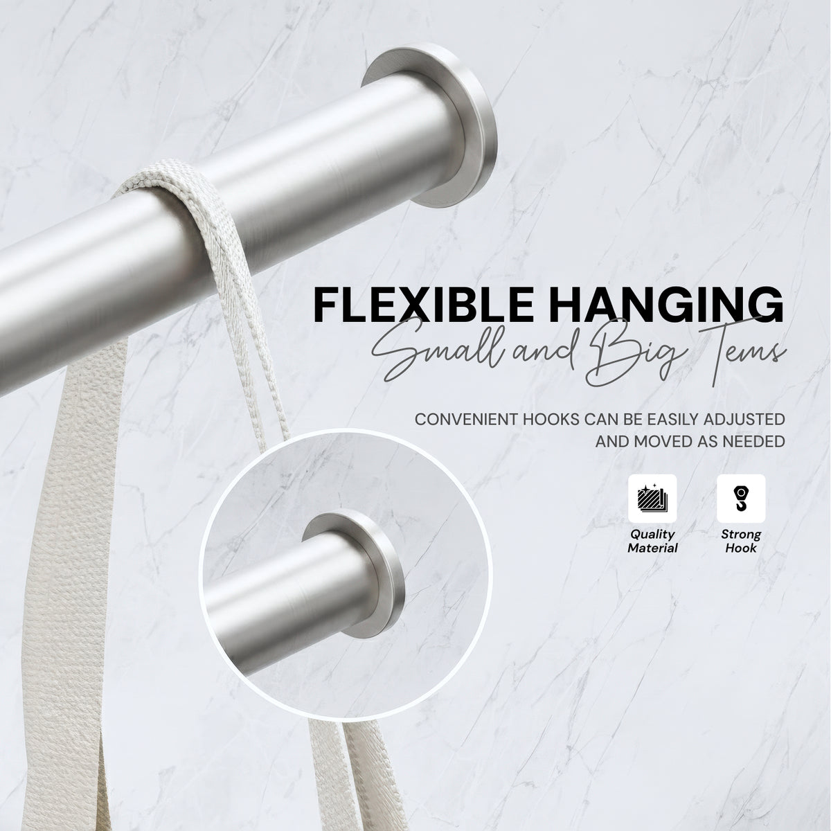 AINEXA Self-Adhesive Aluminium Hand Towel Holder – Silver