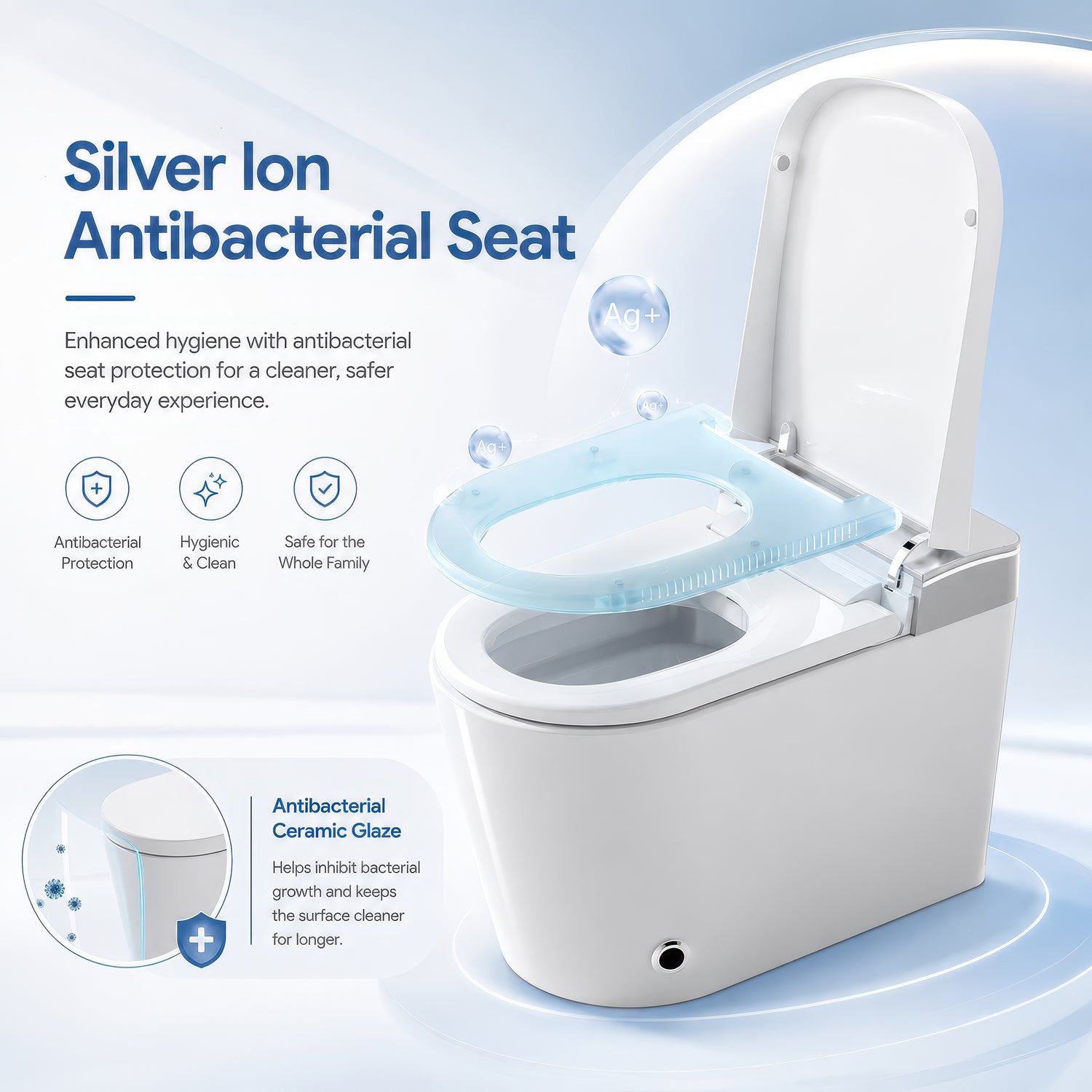 AINEXA Smart Wall-Hung Toilet with Auto Lid, Heated Seat & Bidet – White
