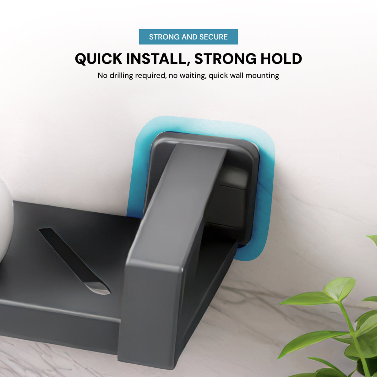 AINEXA 2-Foot Suction Aluminium Bathroom Shelf – Matte Grey