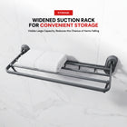 AINEXA Vacuum Suction Aluminium Towel Rack with Shelf & Hooks – Matte Grey