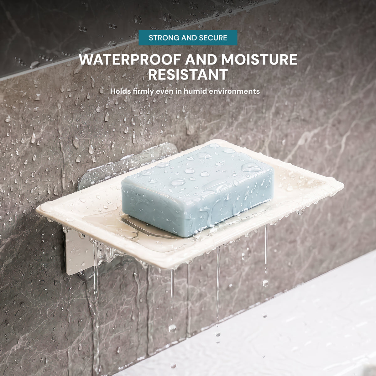 AINEXA Self-Adhesive Wall-Mounted Soap Holder with Drain Tray