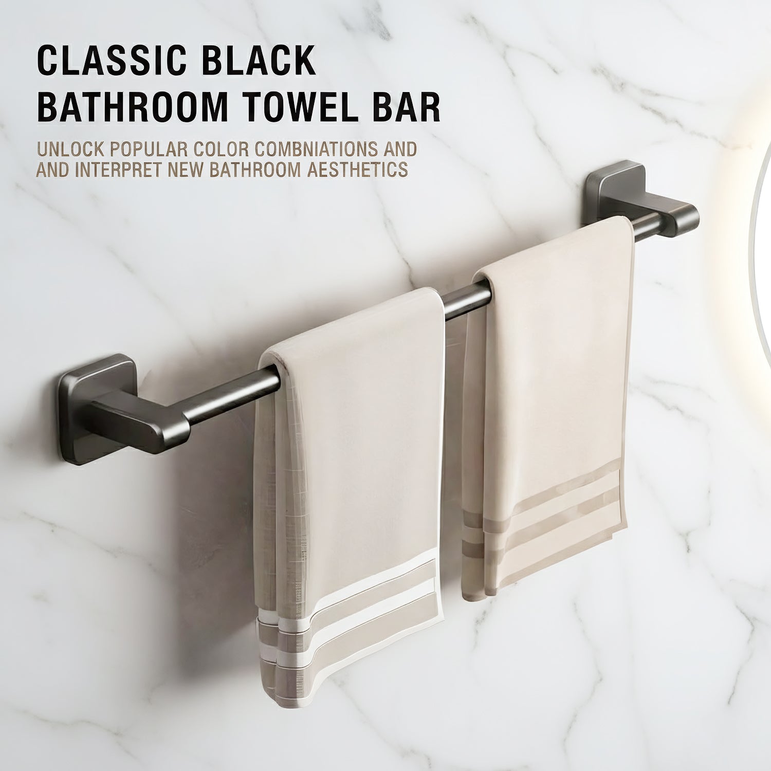 AINEXA Self-Adhesive Aluminium Towel Holder – Matte Black