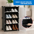 AINEXA 4-Layer Foldable Plastic Shoe Rack with Door Cover – Black
