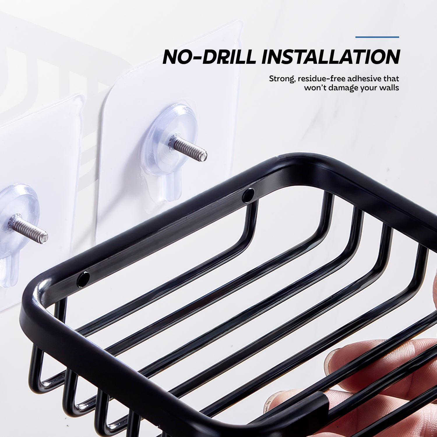 AINEXA Self-Adhesive Wall-Mounted Soap Holder with Drain Tray