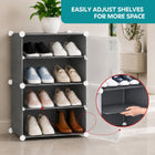 AINEXA 4-Layer Foldable Plastic Shoe Rack with Door Cover – Grey
