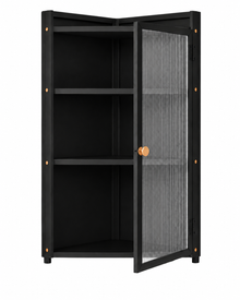 AINEXA 40 cm 3-Layer Bathroom Corner Cabinet with Door – Black