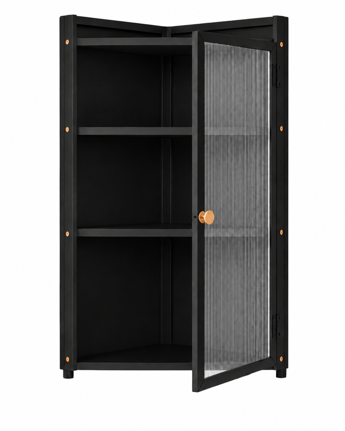 AINEXA 40 cm 3-Layer Corner Kitchen Storage Cabinet with Door – Black