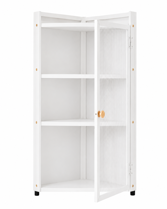 AINEXA 40 cm 3-Layer Bathroom Corner Cabinet with Door – White