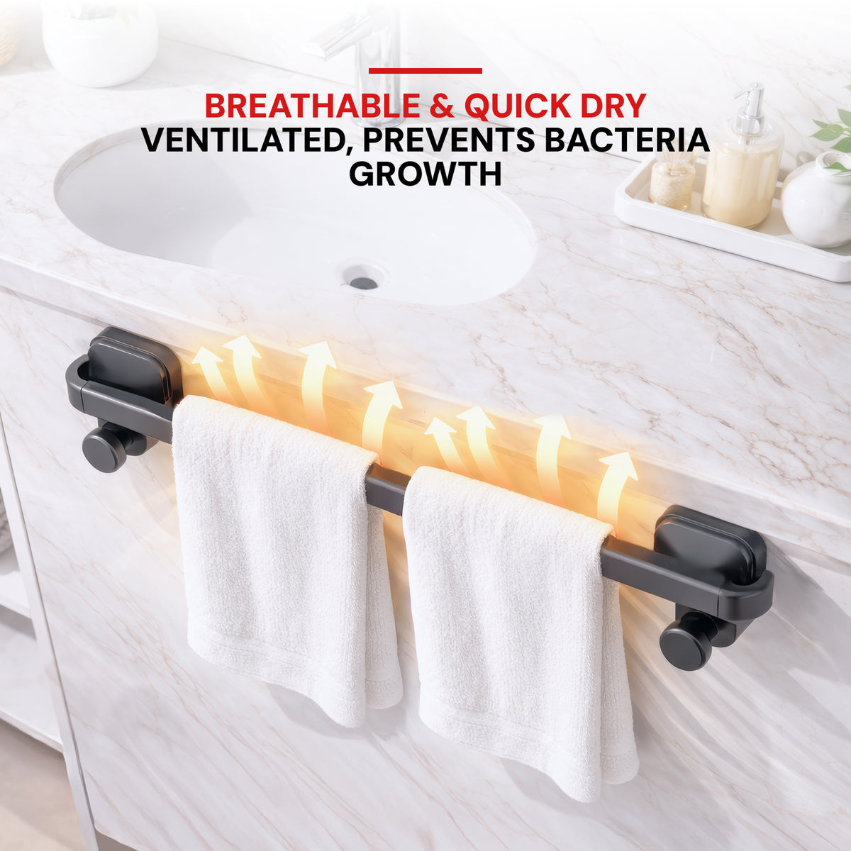 AINEXA Vacuum Suction Aluminium Towel Bar – Matte Grey