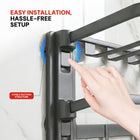 AINEXA Vacuum Suction Aluminium Towel Rack with Hooks – Matte Grey