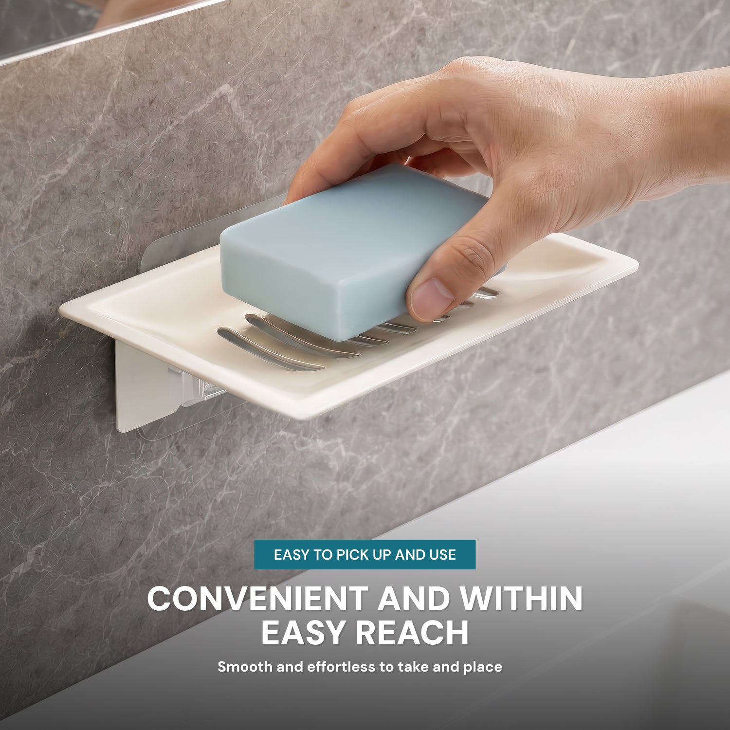 AINEXA Self-Adhesive Wall-Mounted Soap Holder with Drain Tray