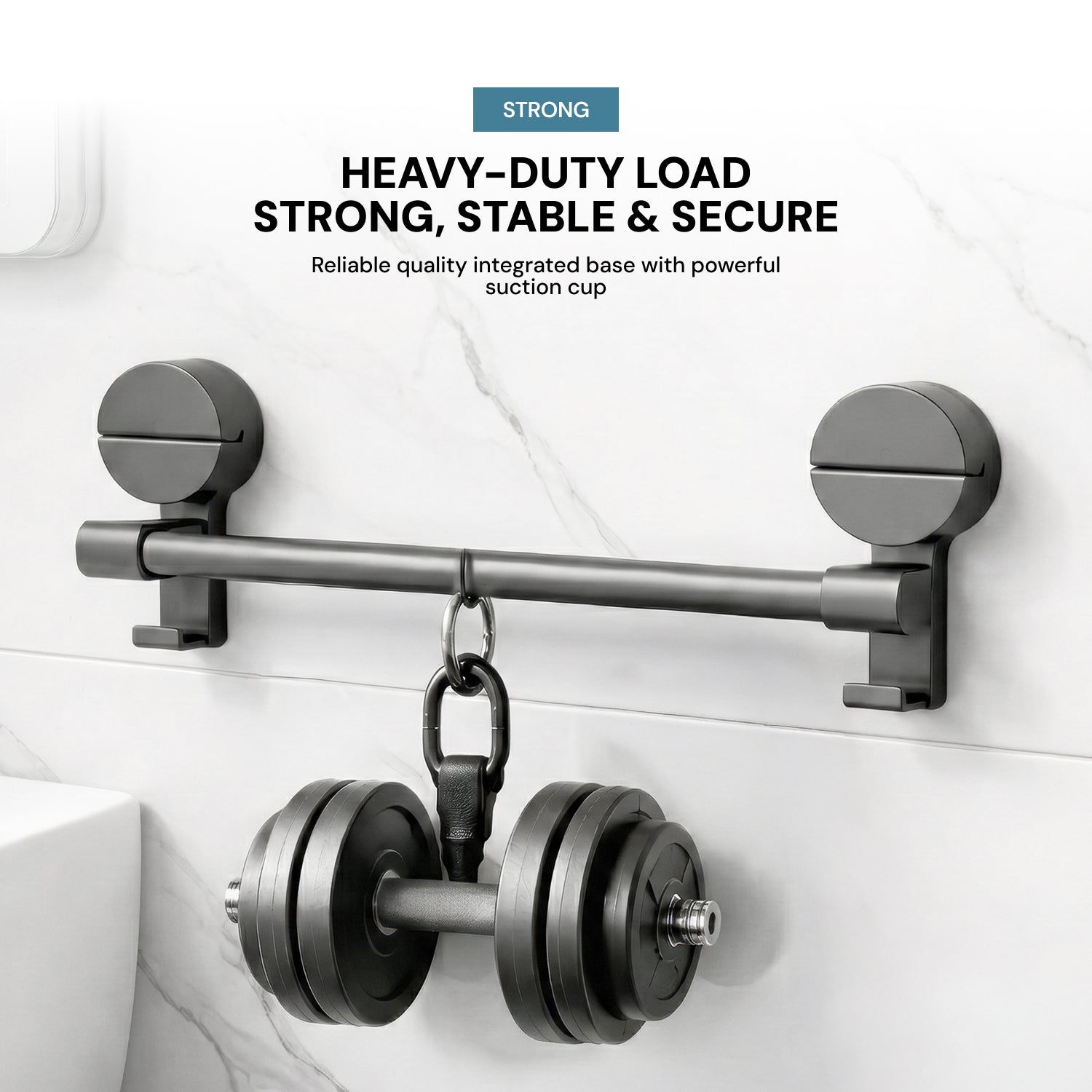 AINEXA Vacuum Suction Aluminium Towel Bar – Matte Grey