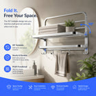 AINEXA 24-Inch 1.5 kg Folding Stainless Steel Towel Rack with Hooks – Chrome