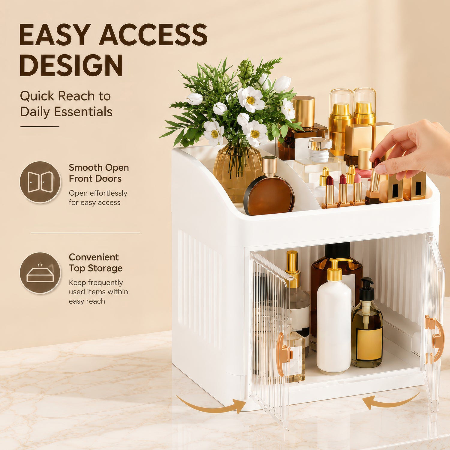 AINEXA 2-Layer Cosmetic & Makeup Organiser with Drawers – White