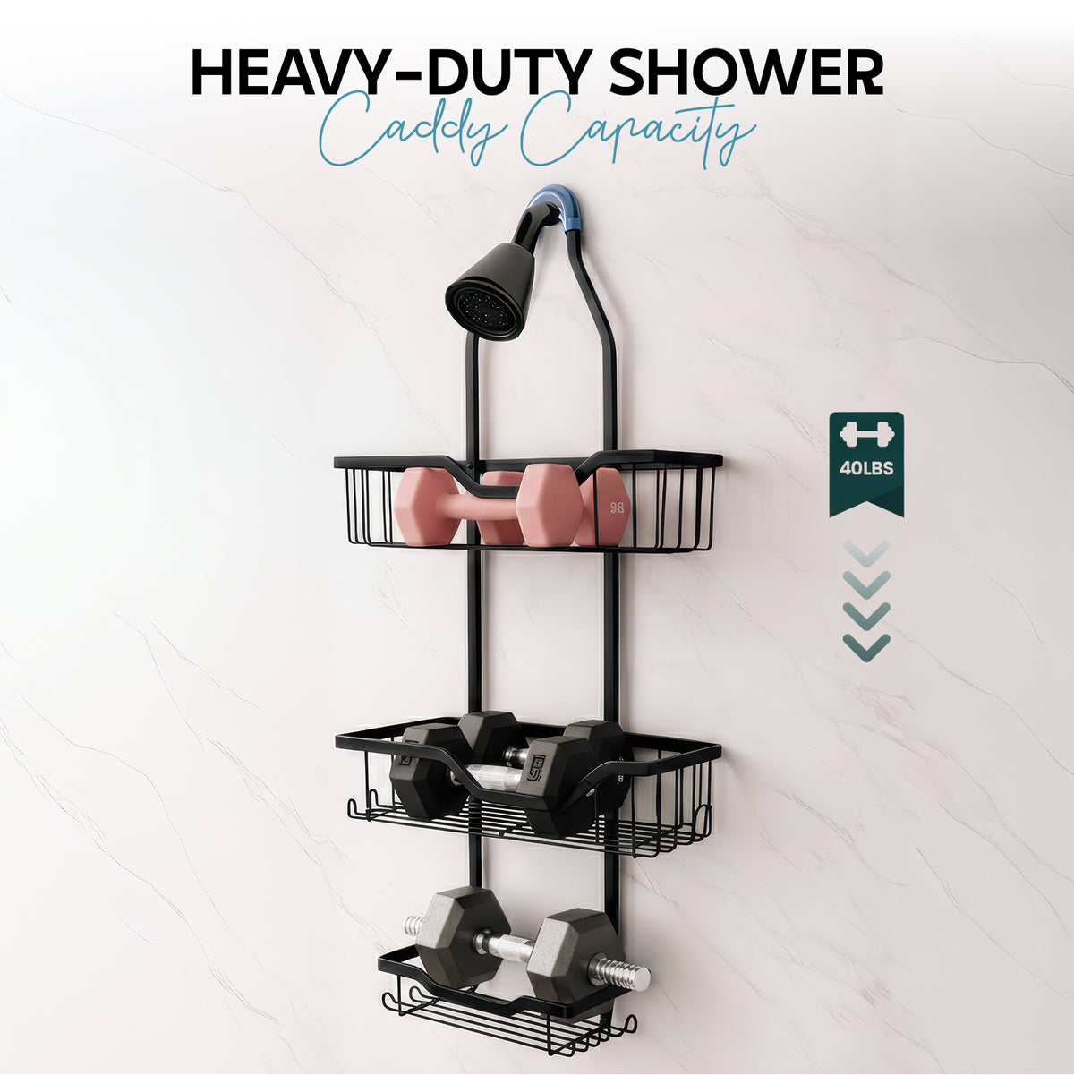 AINEXA 3-Tier Hanging Aluminium Shower Caddy – Black