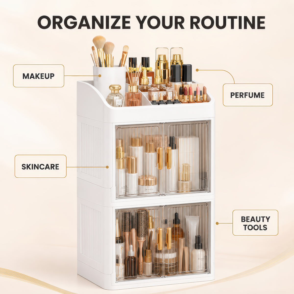 AINEXA 3-Layer Cosmetic & Makeup Organiser with Drawers – White