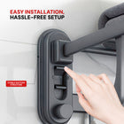 AINEXA Vacuum Suction Aluminium Towel Rack with Shelf & Hooks – Matte Grey