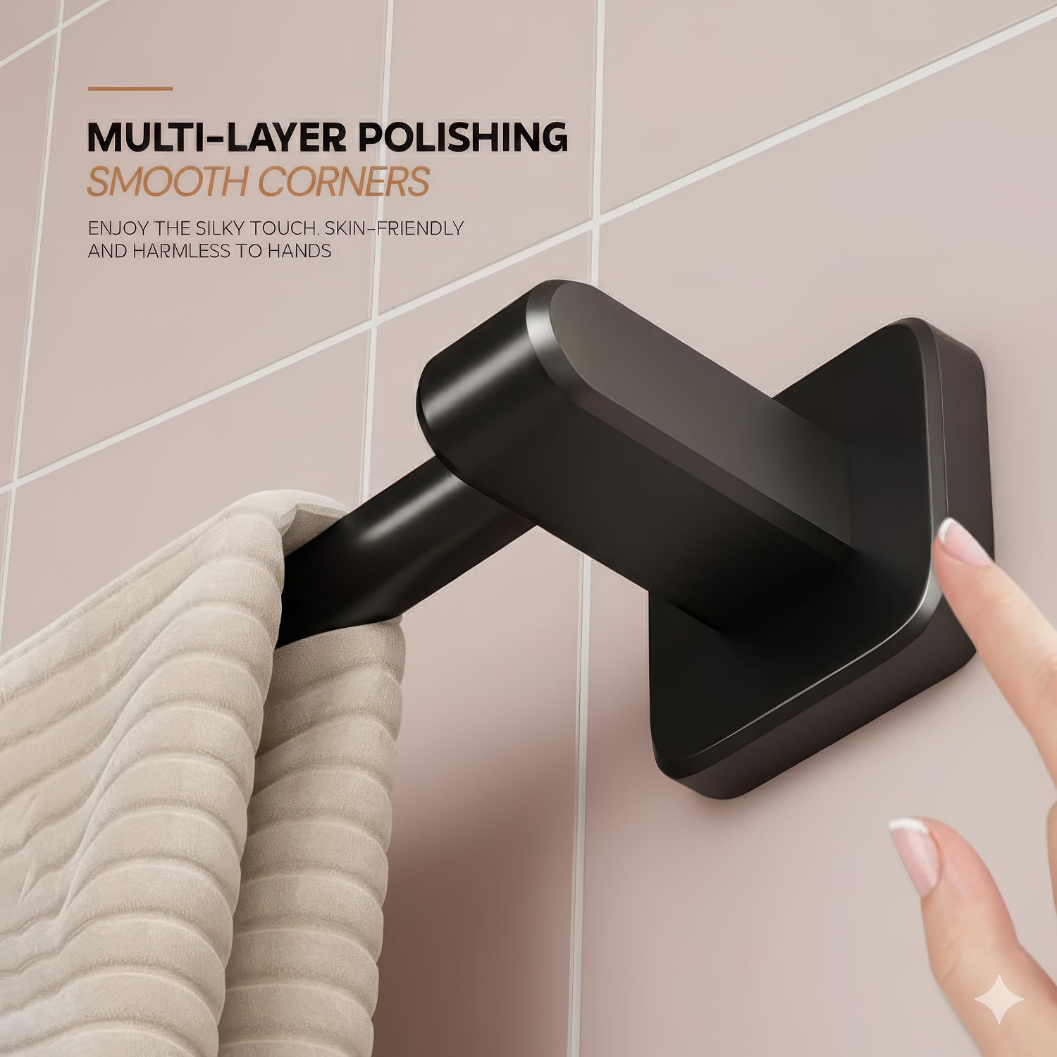 AINEXA Self-Adhesive Aluminium Towel Holder – Matte Black