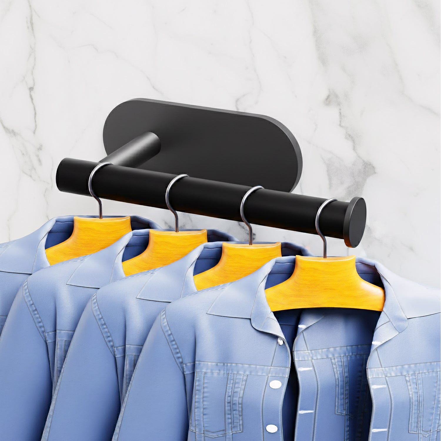 AINEXA 2-Piece Self-Adhesive Aluminium Tissue & Towel Holder – Black