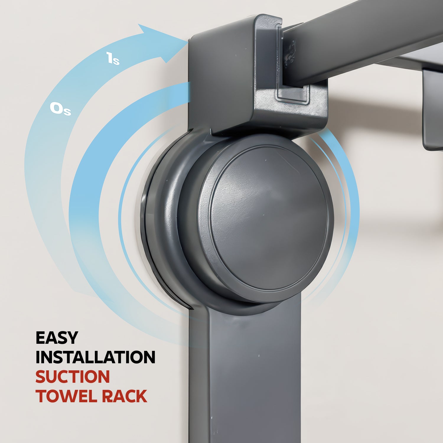 AINEXA Vacuum Suction Aluminium Towel Rack – Matte Grey