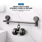 AINEXA Vacuum Suction Aluminium Towel Holder with Hooks – Matte Grey