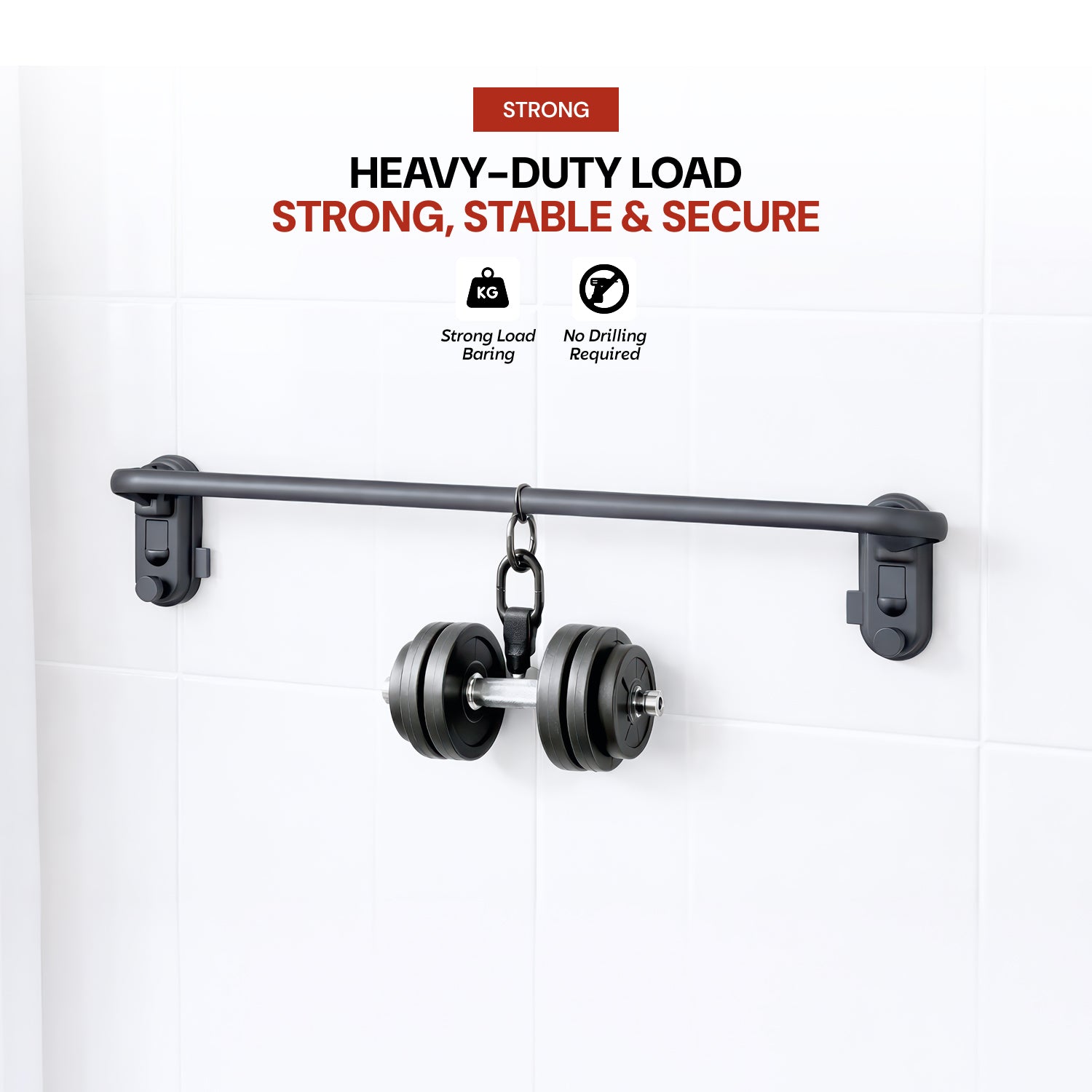 AINEXA Vacuum Suction Aluminium Towel Holder – Matte Black