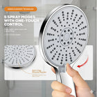 AINEXA 5-Function High-Pressure Hand Shower Set with 1 m Hose – Silver
