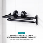 AINEXA 24-Inch Wall-Mounted Aluminium Towel Rack – Matte Black