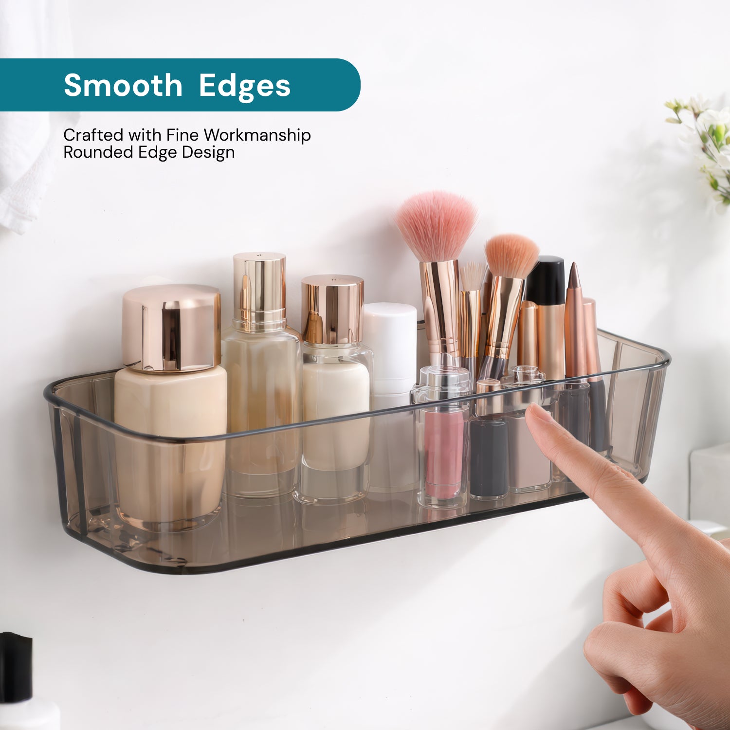 AINEXA Self-Adhesive Transparent Makeup Organizer – No Drill