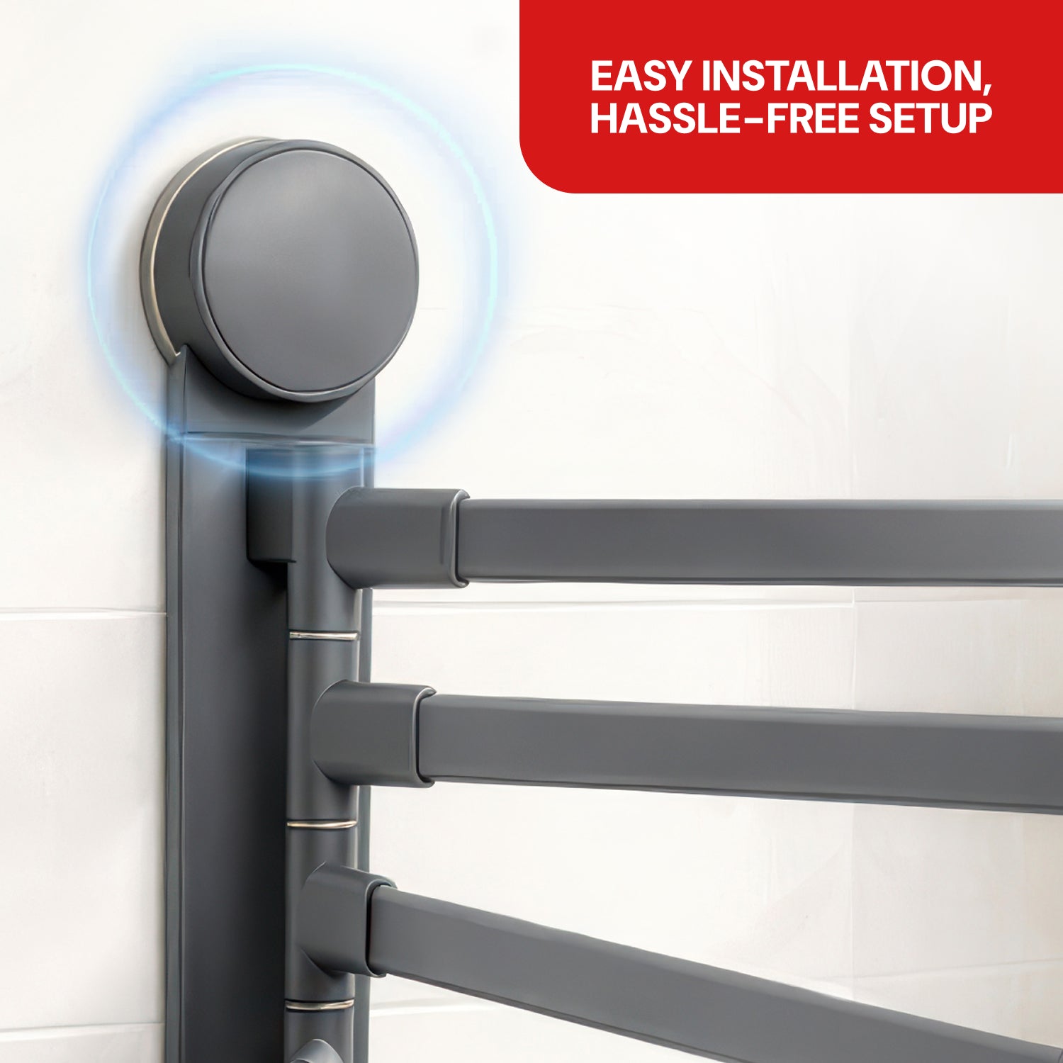 AINEXA 4-Bar Vacuum Suction Aluminium Towel Rack – Matte Grey