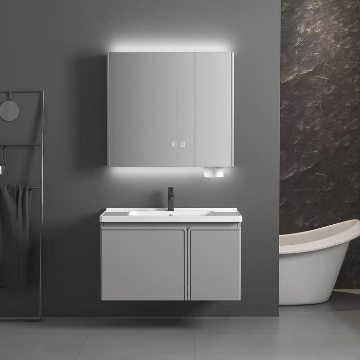 AINEXA Wall-Mounted Bathroom Vanity Set with Sink & Mirror Cabinet
