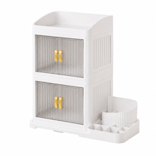 AINEXA 3-Layer 360° Rotating Makeup Organiser with Brush Holder – White