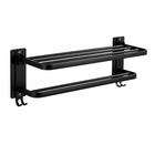AINEXA 24-Inch Aluminium Towel Rack with Hooks – Matte Black