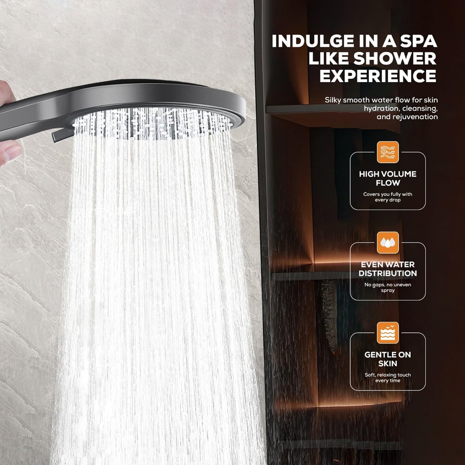 AINEXA Adjustable Wall-Mounted Shower Head Holder – Black