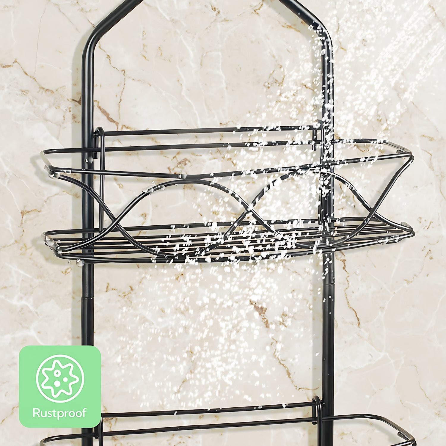 AINEXA 2-Tier Hanging Shower Caddy with Soap Rack – Black