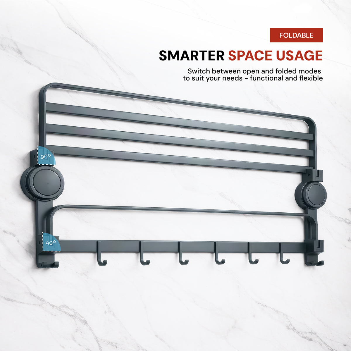 AINEXA Vacuum Suction Aluminium Towel Rack – Matte Grey