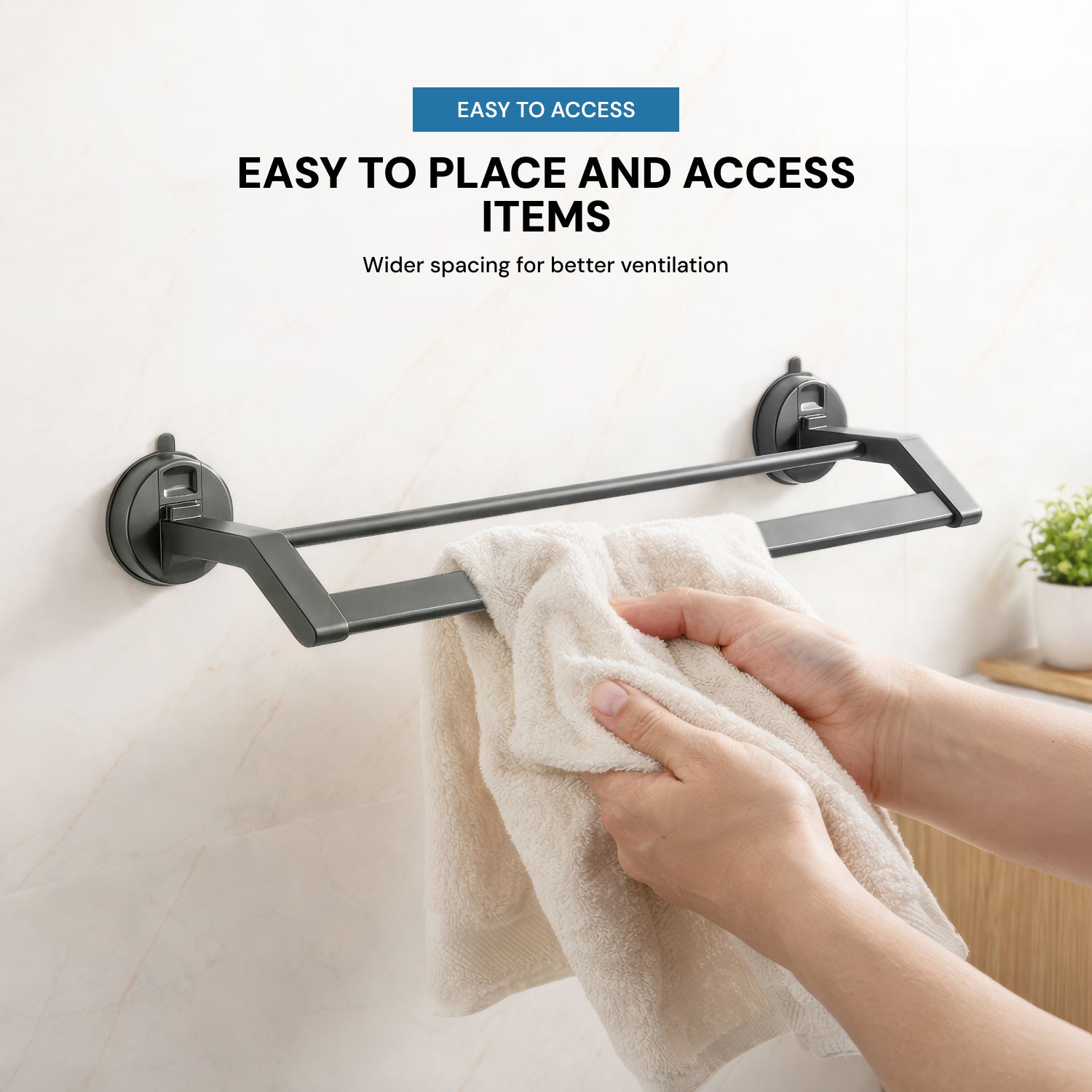 AINEXA Vacuum Suction Aluminium Towel Rack – Matte Grey