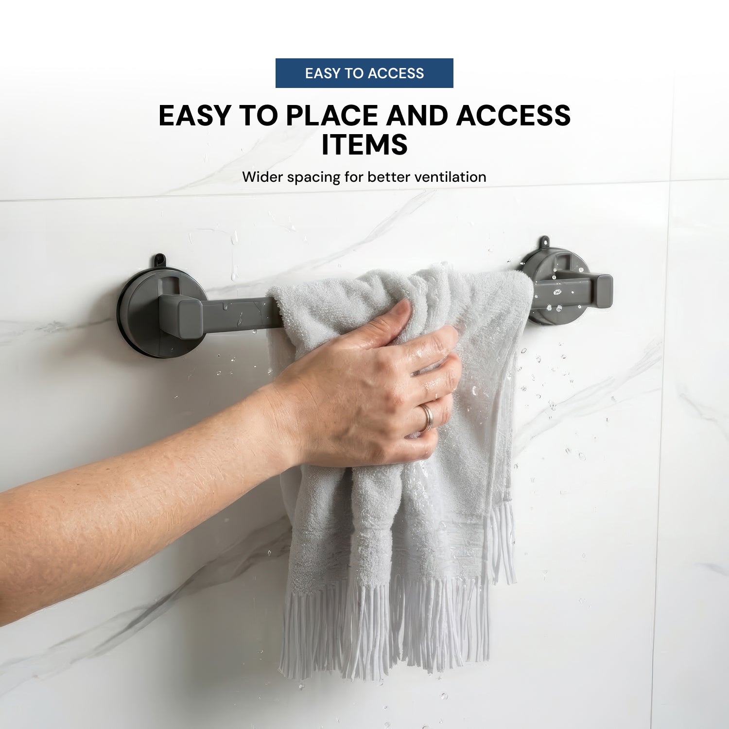 AINEXA Compact Vacuum Suction Aluminium Towel Bar – Matte Grey