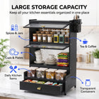 AINEXA 2-Layer Kitchen Storage Cabinet with Drawer & 4 Storage Boxes – Black