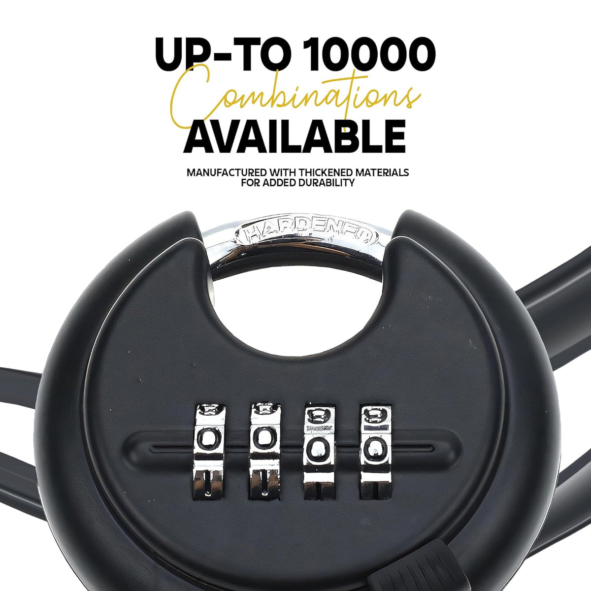 AINEXA Heavy-Duty 4-Digit Combination Disc Padlock – Black
