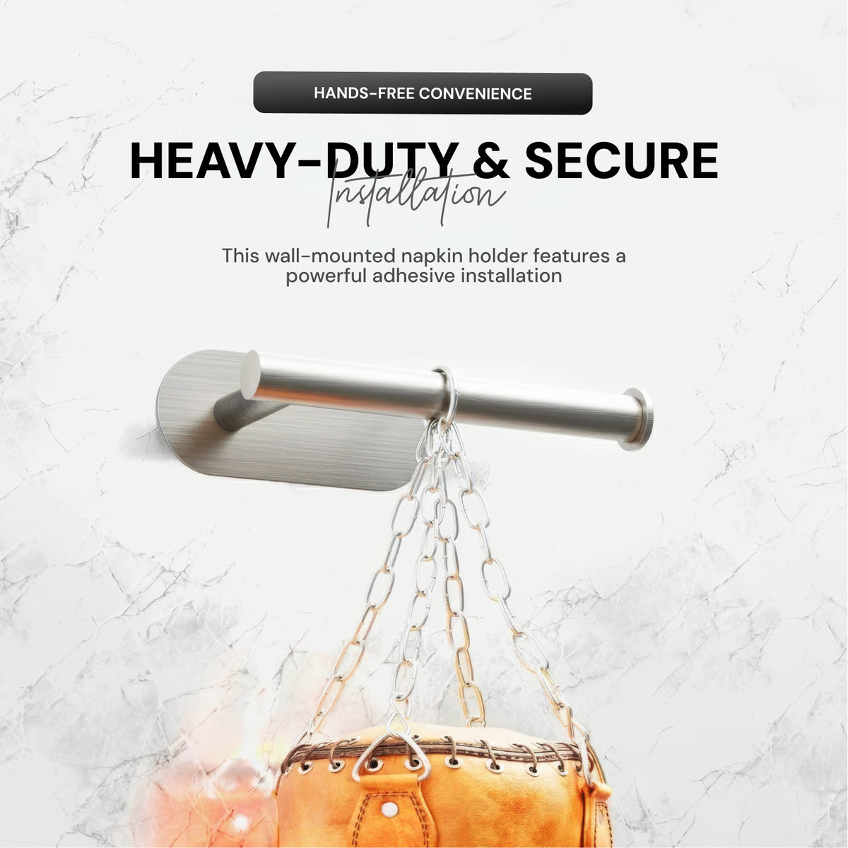 AINEXA Self-Adhesive Aluminium Hand Towel Holder – Silver
