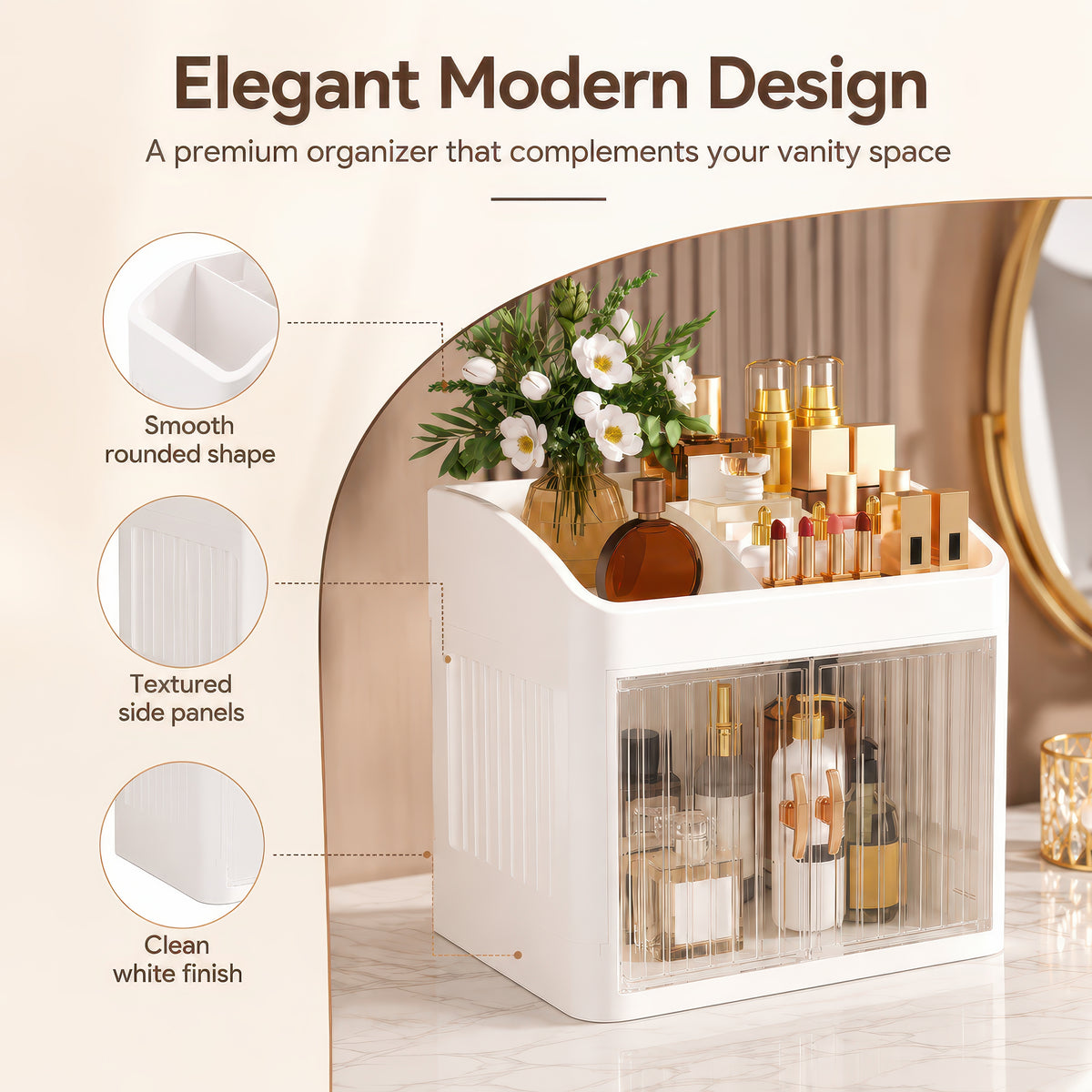 AINEXA 2-Layer Cosmetic & Makeup Organiser with Drawers – White