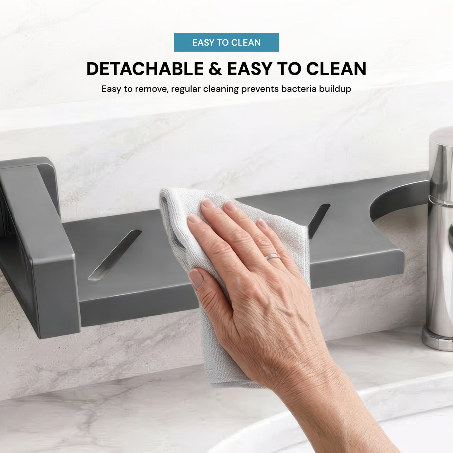 AINEXA 2-Foot Suction Aluminium Bathroom Shelf – Matte Grey
