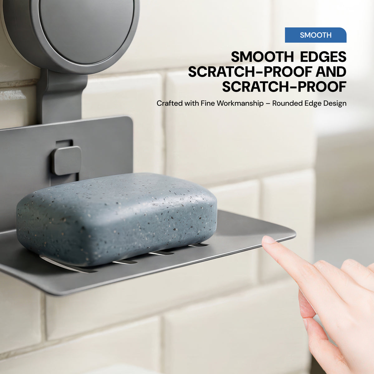 AINEXA Vacuum Suction Wall-Mounted Soap Holder – Grey
