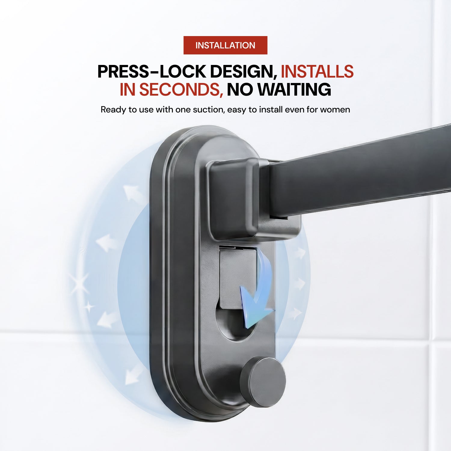 AINEXA Vacuum Suction Aluminium Towel Holder – Matte Black